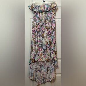 Large Floral Strapless Dress